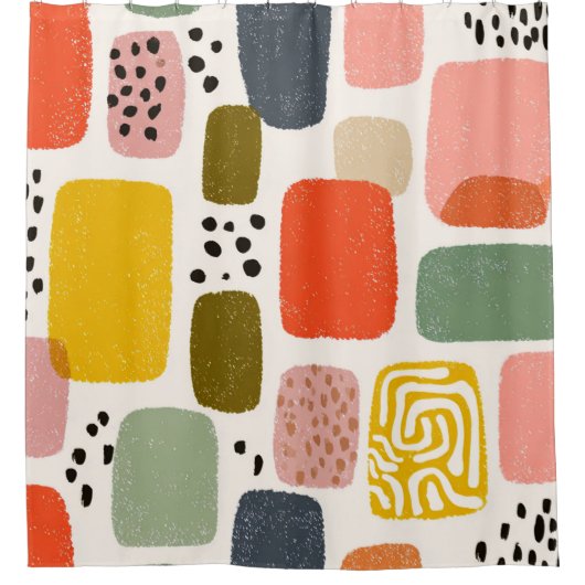 Modernes Boho Abstraktes Wasserfarbmuster | Bunt Duschvorhang (Vorderseite)