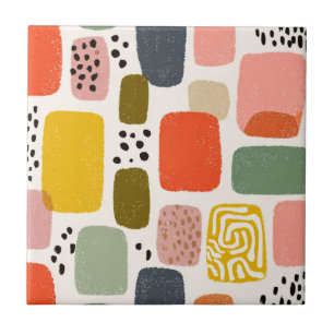 Modernes Boho Abstraktes Wasserfarbmuster Bunt Fliese