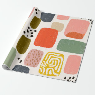 Modernes Boho Abstraktes Wasserfarbmuster Bunt Geschenkpapier