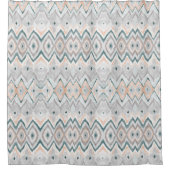 Modernes Boho Aquamarin Peach Blassgrau Zickzack M Duschvorhang (Vorderseite)
