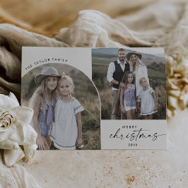 Modernes Boho Arch 2 Familienhotel Frohe Weihnacht Feiertagskarte