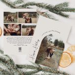 Modernes Boho Arch Beige Happiest Urlaub 5 Foto Feiertagskarte<br><div class="desc">Feiern Sie die Freude an der Saison mit dieser modernen boho arch beige glücklichsten Urlaub 5 Foto Ferienkarte. Das einzigartige und chic bearbeitbare Skript schafft eine Touch von Charme und Individualität. Das schlichte, elegante Schwarz-Weiß-Design mit einem klassischen böhmischen Bogen erinnert an ein skurriles Winterambiente. Der minimale und zarte festliche Schriftart...</div>