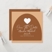 Modernes Boho Arch Bio Form Herz Save the Date Karte (Vorderseite/Rückseite Beispiel)