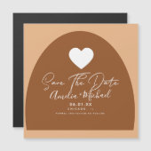 Modernes Boho Arch Bio Form Herz Save the Date Magnetkarte (Vorne/Hinten)