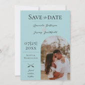 Modernes Boho Arch-Foto | Aquamarin Save the Date (Vorderseite)