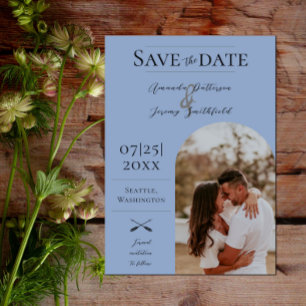 Modernes Boho Arch-Foto   Dusty Blue Save The Date