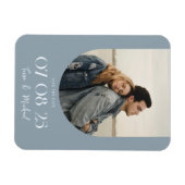 Modernes Boho Arch Foto Dusty Blue Save the Date Magnet (Horizontal)
