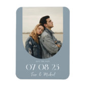 Modernes Boho Arch Foto Dusty Blue Save the Date Magnet (Vertikal)