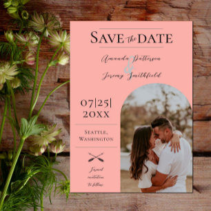 Modernes Boho Arch-Foto   Koralle Save the Date