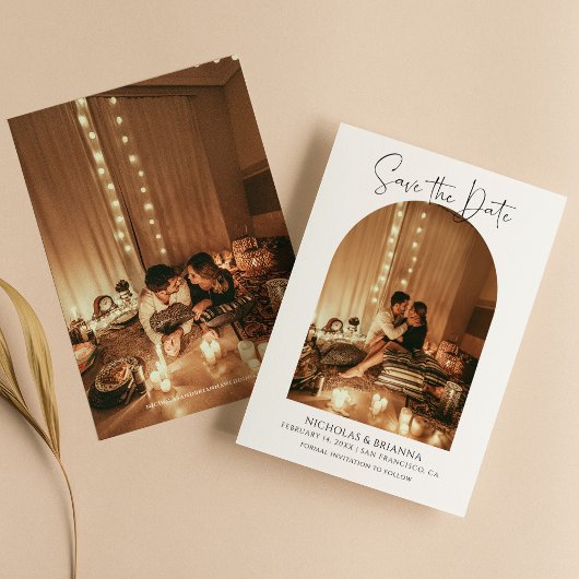 Modernes Boho Arch Foto Minimalistisch Elegante Ho Save The Date