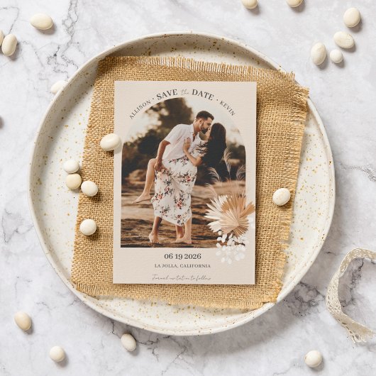 Modernes Boho Arch Foto Minimalistisch Hochzeit Save The Date