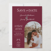 Modernes Boho Arch-Foto | Rot Save the Date (Vorderseite)