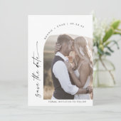 Modernes Boho Arch-Foto Save The Date (Stehend Vorderseite)