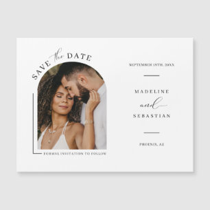 Modernes Boho Arch Foto Save the Date Magnetkarte