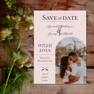 Modernes Boho Arch-Foto   Save the Date rosa