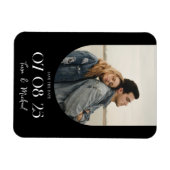 Modernes Boho Arch Foto Save the Date Schwarz-weiß Magnet (Horizontal)