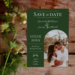 Modernes Boho Arch-Foto Smaragdgrün Save The Date