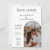 Modernes Boho Arch-Foto | Weißes Save the Date (Vorderseite)