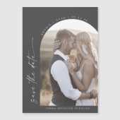 Modernes Boho Arch Gray Wedding Foto Save the Date Magneteinladung (Vorderseite)