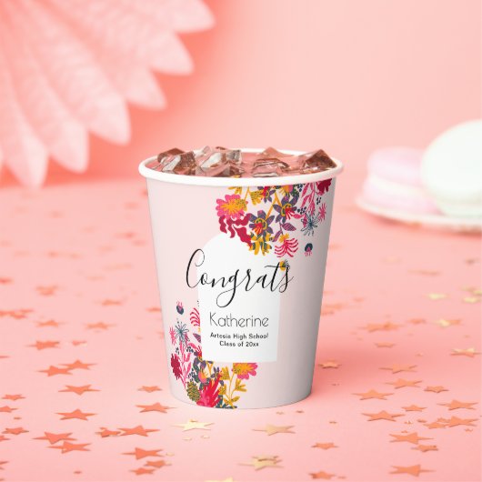 Modernes Boho Arch Pink Blumenstudium Party Pappbecher (Insitu)