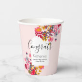 Modernes Boho Arch Pink Blumenstudium Party Pappbecher (Vorderseite)