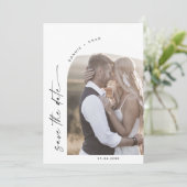 Modernes Boho Arch QR Code Foto Save The Date (Stehend Vorderseite)