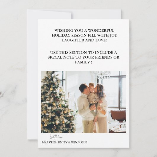 Modernes Boho arch Weihnachtsfamilie Foto fröhlich Einladung (Rückseite)