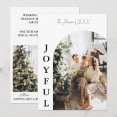 Modernes Boho arch Weihnachtsfamilie Foto fröhlich Einladung (Vorne/Hinten)