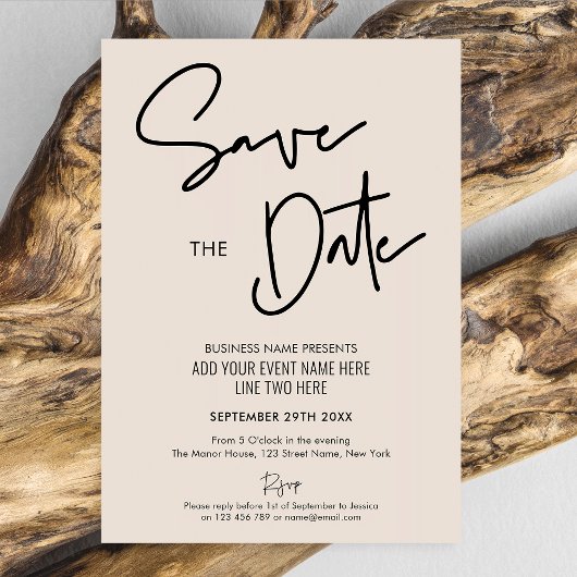 Modernes Boho Beige Business Event Save the Date Einladung