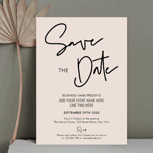 Modernes Boho Beige Business Event Save the Date Einladung