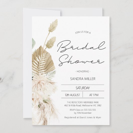 Modernes Boho Beige Grünes Brautparty Einladung (Vorderseite)