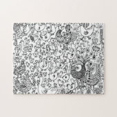 Modernes Boho Black and White Bird Muster Puzzle (Horizontal)