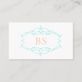 Modernes Boho Blue Frame Monogram Visitenkarte (Vorderseite)