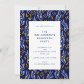 Modernes Boho Blue und Gelbes Hanukkah-Party Einladung (Vorderseite)