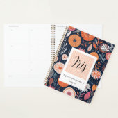 Modernes Boho-Blumendesign in Navy und Peach Planer (Anzeige)