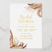 Modernes Boho Blumenleaf Bohemisches Brautparty Folieneinladung (Vorderseite)