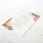 Modernes Boho Blumenleaf Bohemisches Brautparty Folieneinladung (Gedreht)