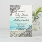 Modernes boho Blumenstrand-Fotografie-Babyparty Einladung (Stehend Vorderseite)