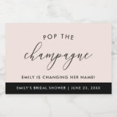 Modernes Boho Blush Personalisiertes Brautparty Schaumweinetikett (Einzelnes Label)