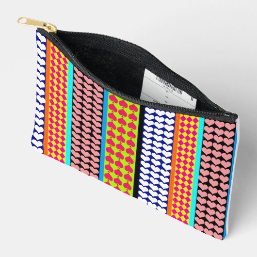 Modernes Boho Bohemisch Stripmuster Design Zubehörtasche (Offen)