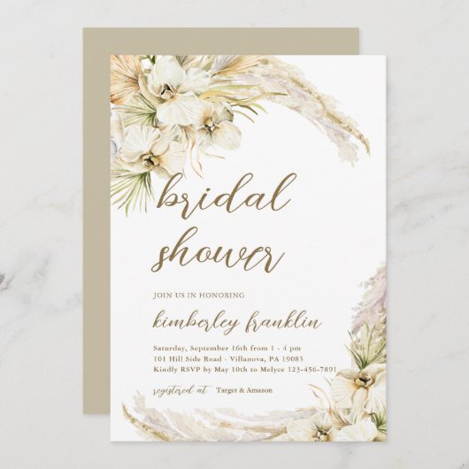 Modernes Boho-Brautparty gedruckt oder digital Einladung (Vorne/Hinten)