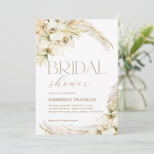 Modernes Boho-Brautparty gedruckt oder digitales I Einladung (Stehend Vorderseite)