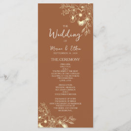Modernes Boho Burnt Orange Hochzeitsprogramm Programm