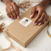 Modernes Boho Checkered Pattern Foto Business Quadratischer Aufkleber