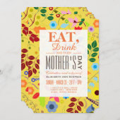 Modernes Boho Chic floral Mutter's Day Meal Einladung (Vorne/Hinten)