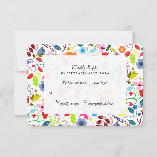 Modernes Boho Chic Floral Wedding RSVP Karte (Vorderseite)