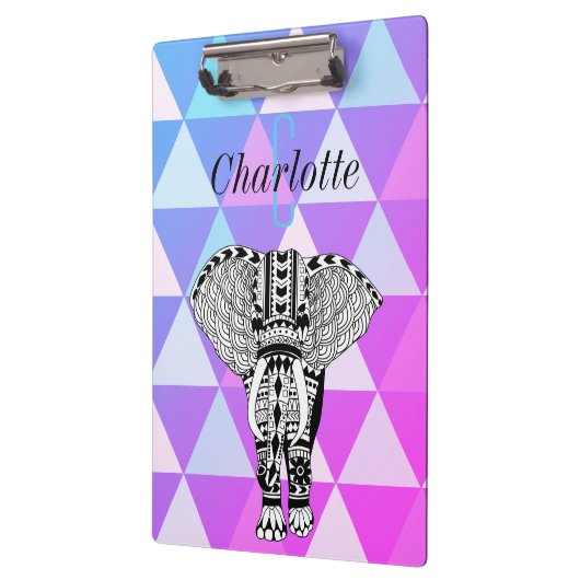 Modernes Boho Chic Geometric Tribal Elephant Klemmbrett (Links)