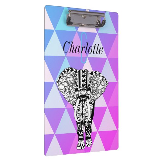 Modernes Boho Chic Geometric Tribal Elephant Klemmbrett (Rechts)
