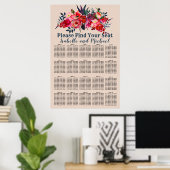 Modernes Boho Chic Red Floral 20-Tische Seating Ch Poster (Heimbüro)