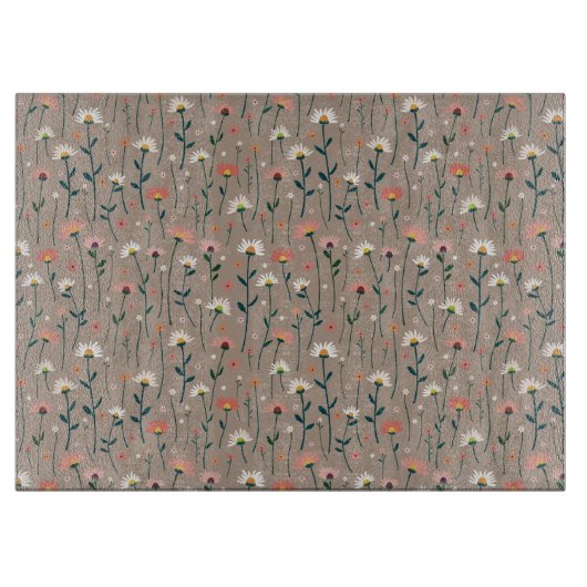 Modernes Boho Chic Wildblume Muster Cutting Board Schneidebrett (Vorderseite)